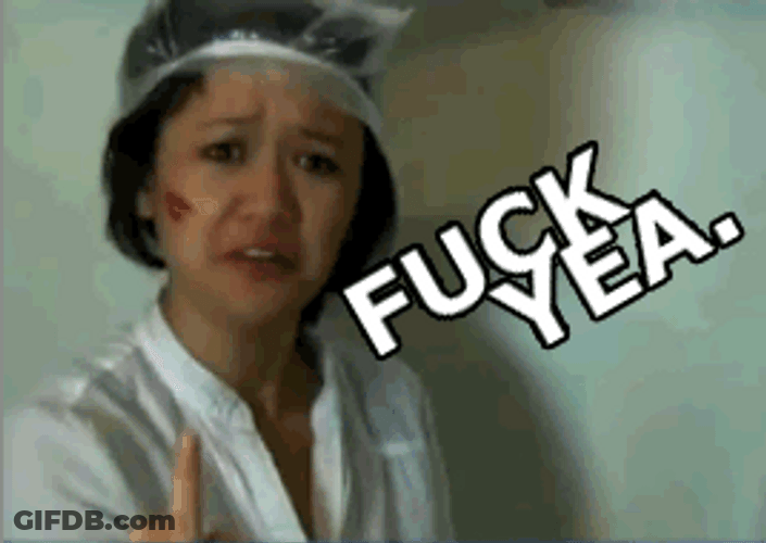 Woman In White Hell Yes Sign GIF