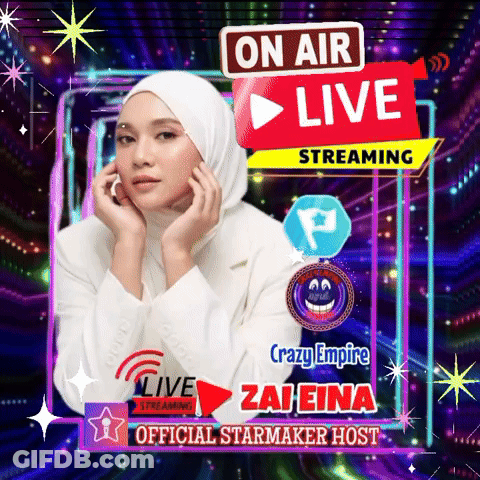 Woman In White Hijab On Air Live Streaming Poster GIF