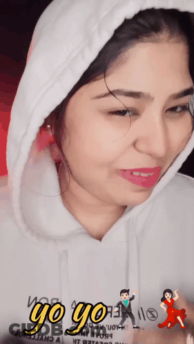 Woman In White Hoodie Saying Yo Yo GIF
