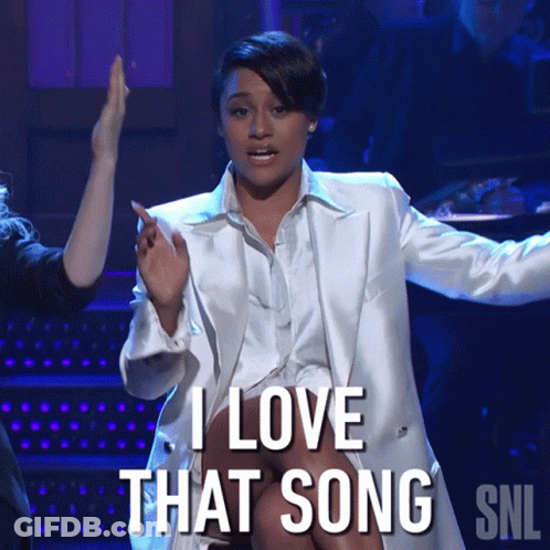 Woman In White Jacket Says I Love That Song GIF