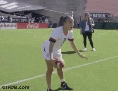 Woman In White Jersey Number 2 Throwing Soccer Ball GIF