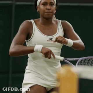 Woman In White New Balance Tank Top Playing Tennis GIF