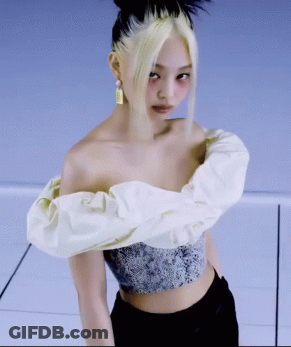 Woman In White Off-Shoulder Top And Black Pants GIF