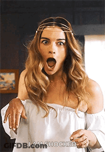 Woman In White Off-Shoulder Top Surprised Says I Am Shocked GIF