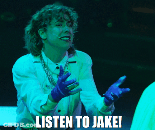 Woman In White Shirt And Blue Gloves Says Listen To Jake GIF