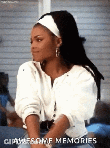 Woman In White Shirt And Headband Smiling Says Awesome Memories GIF