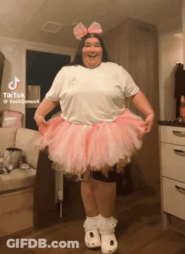 Woman In White Shirt And Pink Tutu TikTok GIF