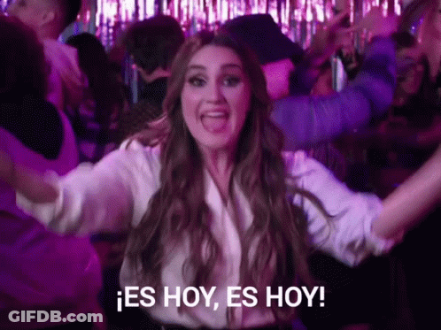 Woman In White Shirt Dancing And Saying Es Hoy Es Hoy GIF