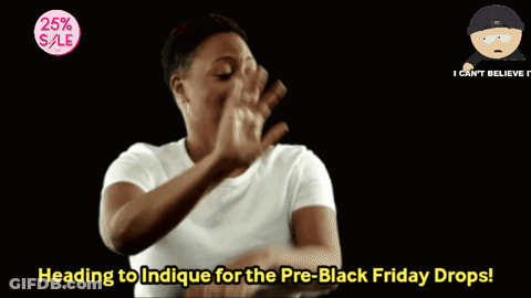 Woman In White Shirt Heading To Indice For Pre-Black Friday Drops GIF