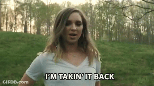 Woman In White Shirt Saying Im Takin It Back GIF