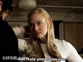 Woman In White Shirt Saying Just Really Good To See You GIF