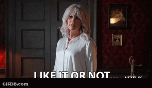 Woman In White Shirt Saying Like It Or Not GIF