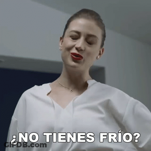 Woman In White Shirt Says No Tienes Frio GIF
