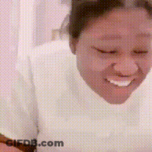 Woman In White Shirt Smiling Eyes Closed GIF