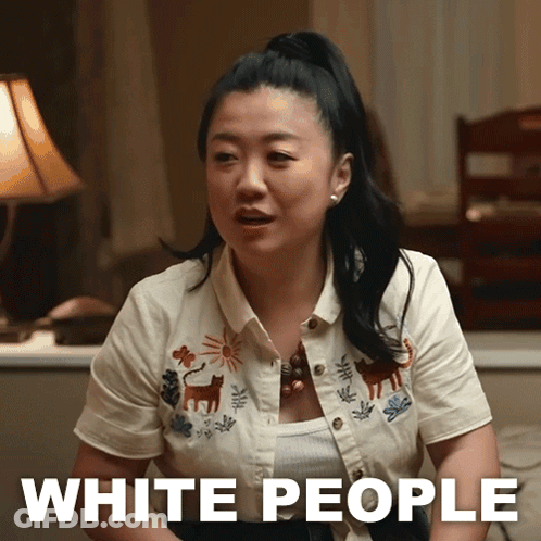 Woman In White Shirt With Cats Saying White People GIF