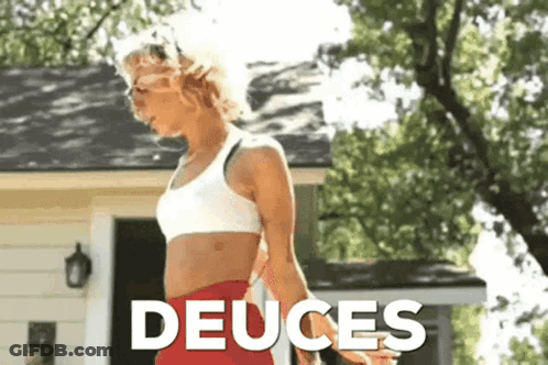 Woman In White Sports Bra Red Shorts Deuces House GIF