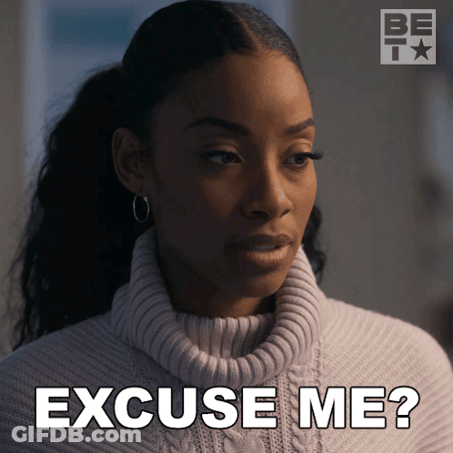 Woman In White Sweater Saying Excuse Me GIF