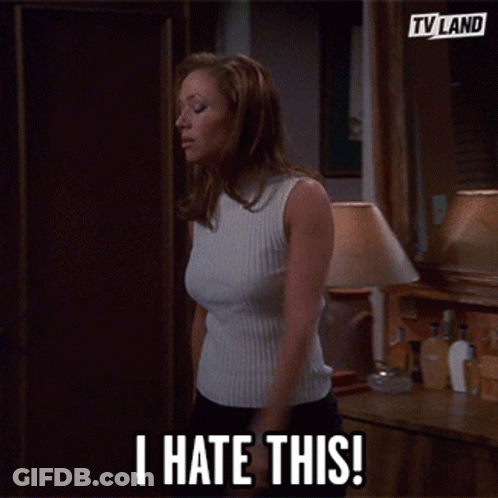 Woman In White Sweater Says I Hate This GIF