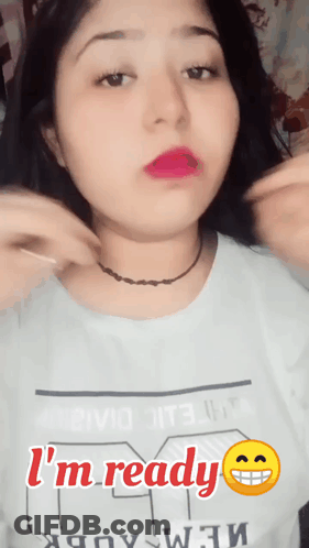 Woman In White T-Shirt Saying I'm Ready GIF
