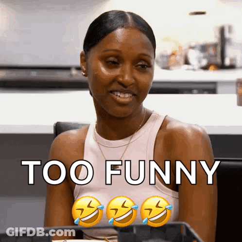 Woman In White Tank Top Laughing Too Funny GIF