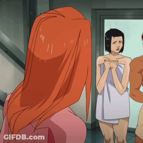 Woman In White Towel Next To Man GIF