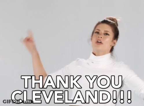 Woman In White Turtleneck Saying Thank You Cleveland GIF