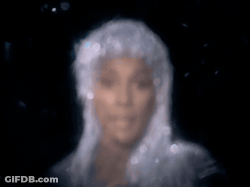 Woman In White Wig And Dress GIF