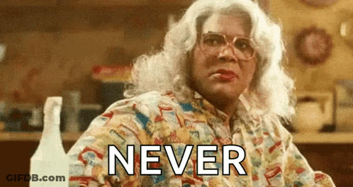 Woman In Wig And Glasses Never GIF