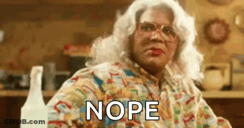Woman In Wig And Glasses With Bottle Of Wine And Nope GIF