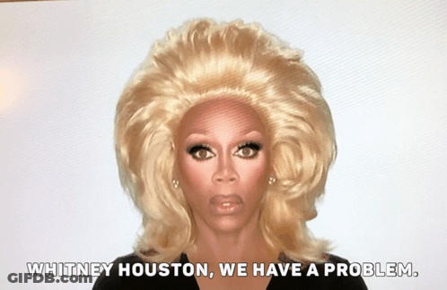 Woman In Wig Saying Whitney Houston We Have A Problem GIF