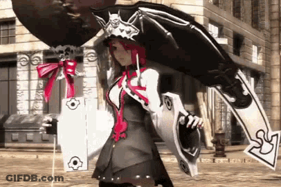 Woman In Witch Costume Holding Umbrella And Balloon GIF