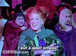 Woman In Witch Costume Saying I Put A Spell On You GIF