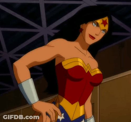 Woman In Wonder Woman Costume With Star On Head GIF