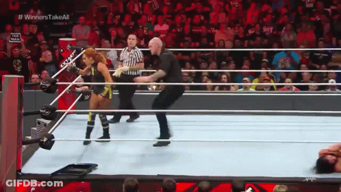 Woman In Wrestling Ring Saying Winners Take All GIF