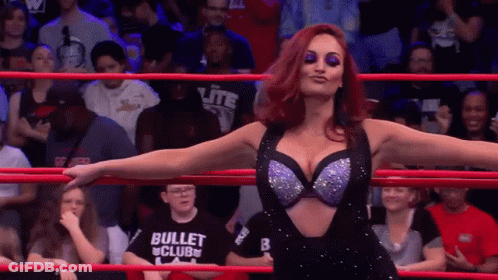 Woman In Wrestling Ring Wearing Bullet Club T-Shirt GIF