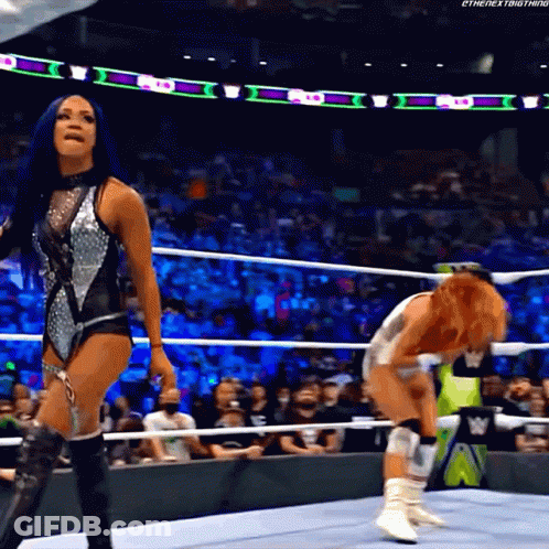 Woman In Wrestling Ring With Crowd GIF