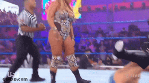 Woman In Wrestling Ring With Referee GIF
