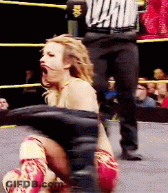 Woman In Wrestling Ring With Referee Wearing WWE Shirt GIF
