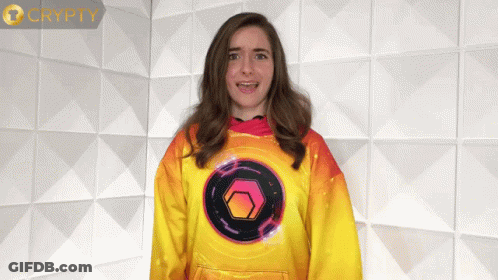 Woman In Yellow And Red Hoodie GIF
