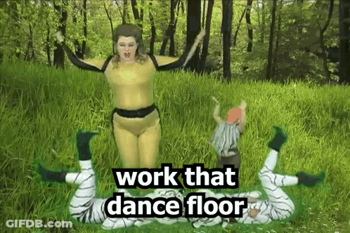 Woman In Yellow Costume Dancing GIF