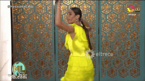 Woman In Yellow Dress Dancing GIF