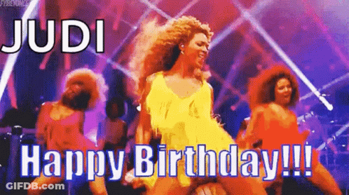 Woman In Yellow Dress Dancing Happy Birthday GIF