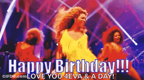 Woman In Yellow Dress Dancing Says Happy Birthday GIF