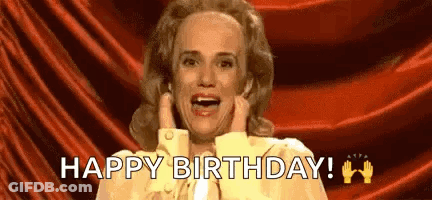 Woman In Yellow Dress Saying Happy Birthday GIF