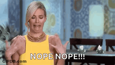 Woman In Yellow Dress Saying Nope Nope GIF