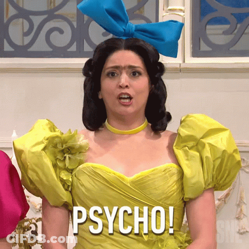 Woman In Yellow Dress Saying Psycho GIF