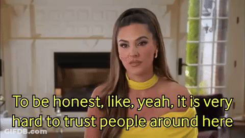 Woman In Yellow Dress Says Be Honest Hard To Trust People GIF