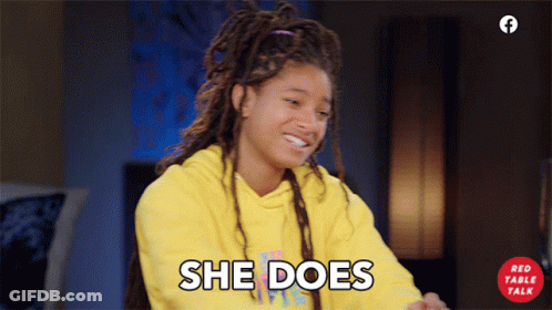 Woman In Yellow Hoodie Saying She Does GIF