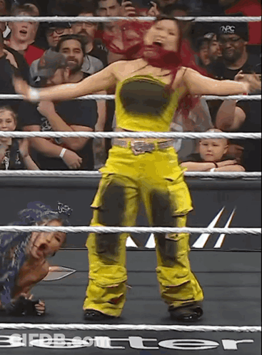 Woman In Yellow Pants Wrestling Ring Better GIF