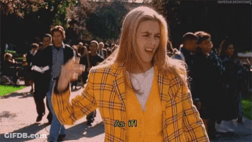 Woman In Yellow Plaid Jacket Says As If GIF